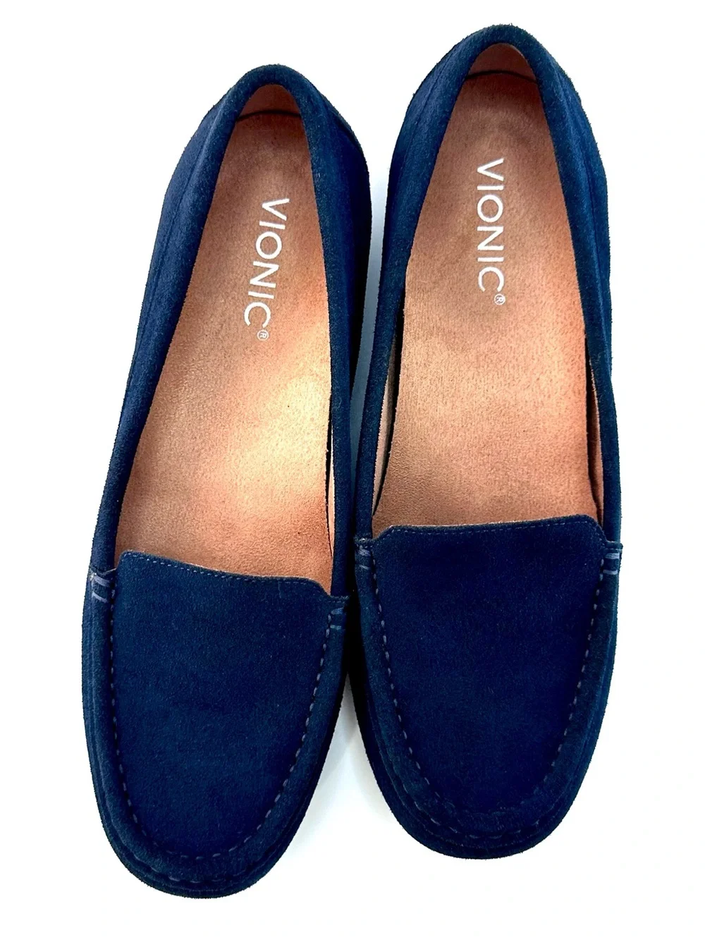 Vionic Debbie Suede Moccasin Loafers Comfort Flats Size 9 Blue